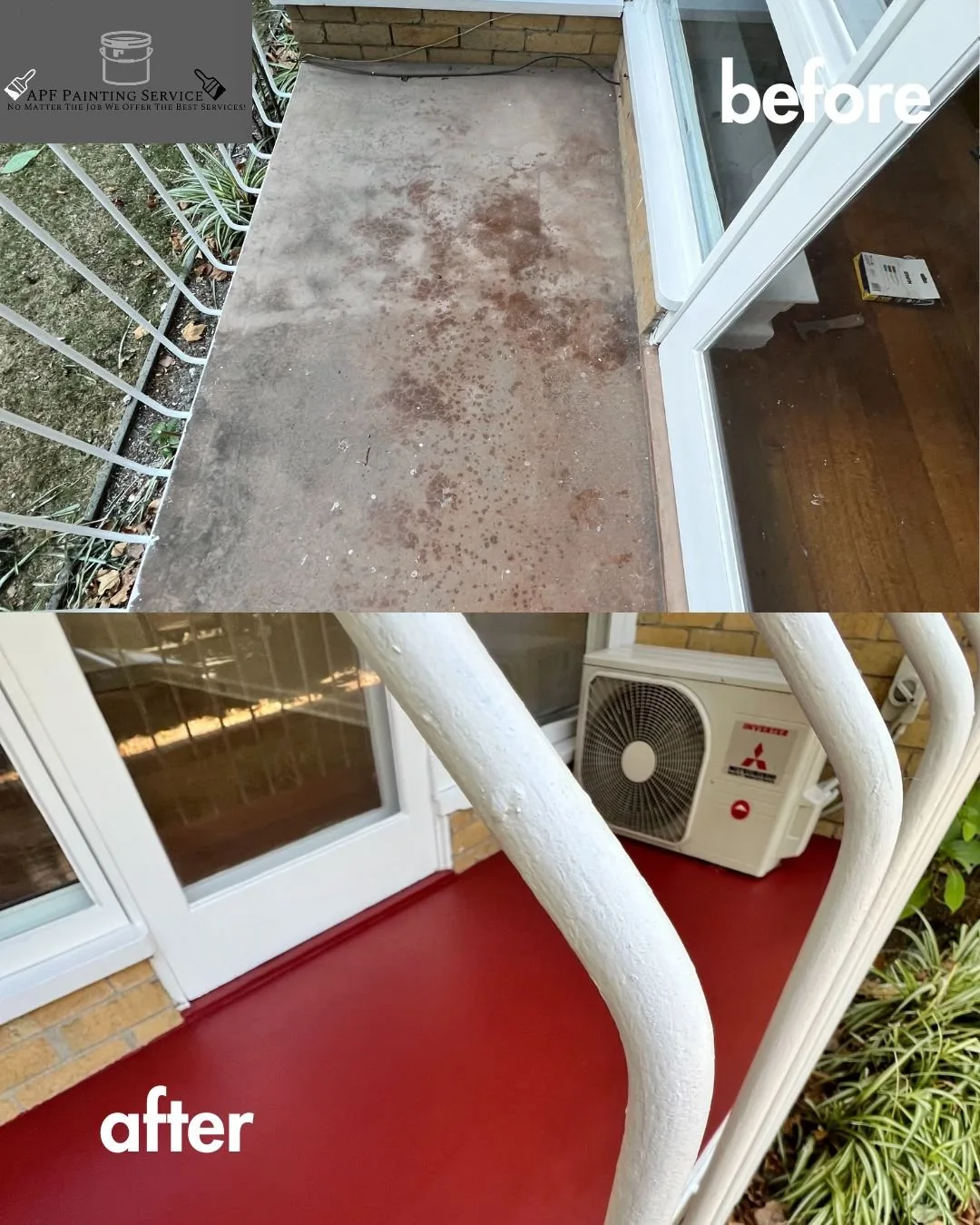 Before and after porch painting project photo
